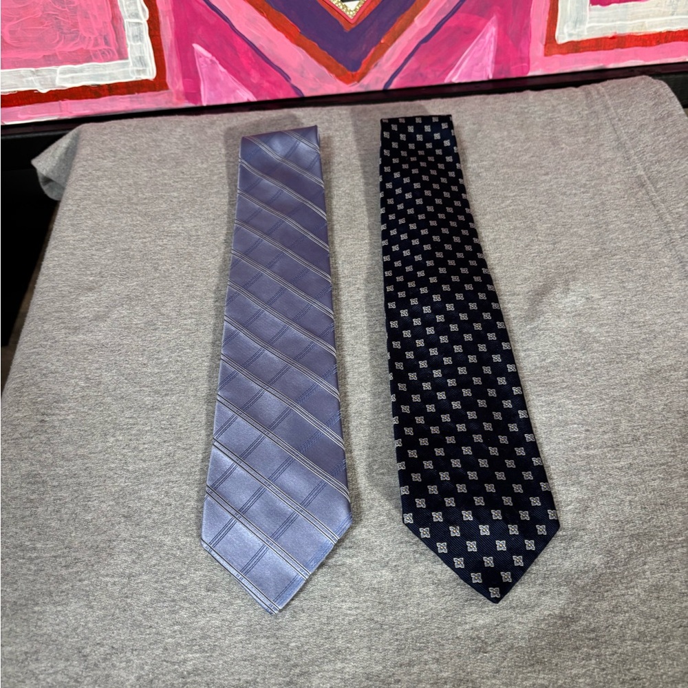 Tommy Hilfiger Lavender and Lands End Navy Patterned Ties